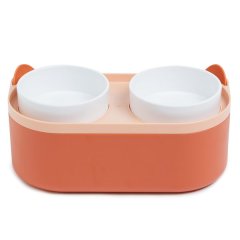 Wiggle Elevated Double Feeding Bowl - Orange