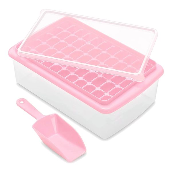 Ice Cube Tray With Lid And Storage Bin 55 Ice Tray Scoop Blue
