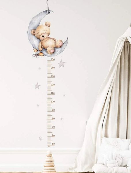 Moon and Bear Height Growth Chart Wall Sticker