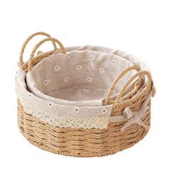 Small Wicker Storage Baskets for Organizing, Decorative Woven Baskets with