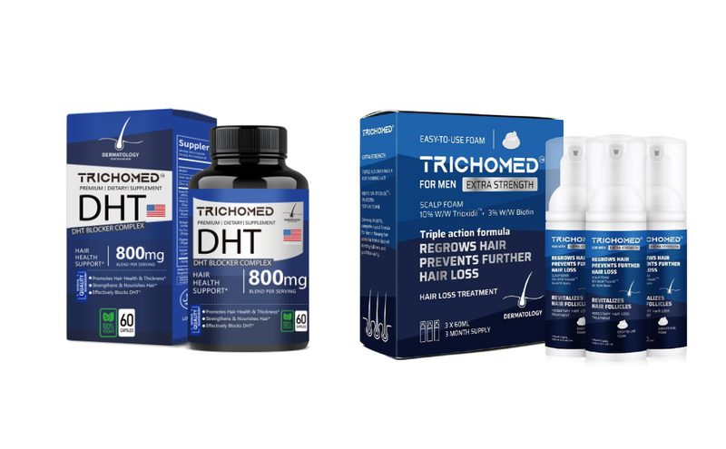 Trichomed - 10% Trioxidil hair loss treatment and DHT Blocker Capsules kit