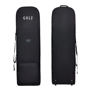 130 cm Nylon Golf Travel Bag with Wheels, Foldable Design - Black