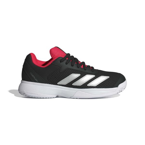 adidas Junior Courtflash Tennis Shoes - White/Silver Metallic/Core Black