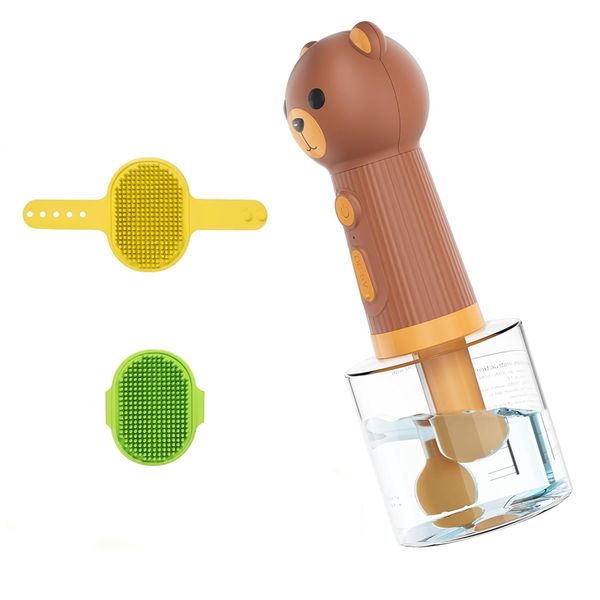 Electric Dog Shampoo Sprayer: 2-in-1 Brush &amp; Dispenser, Auto Soap Mixing