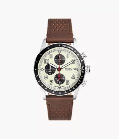 Fossil Sport Tourer Mens Brown Leather Watch-FS6042