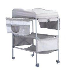 Foldable Baby Touching Table for Changing Diapers with Wheels-Grey