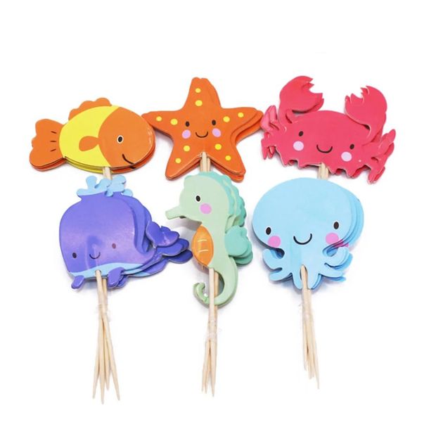 Ocean Themed Cupcake Toppers - 24 Toppers