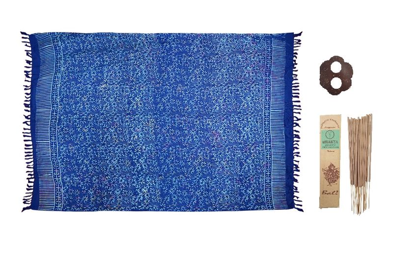 Sarong Botanical With Coconut Shell Buckle And Incense Pack 160cm x 115cm