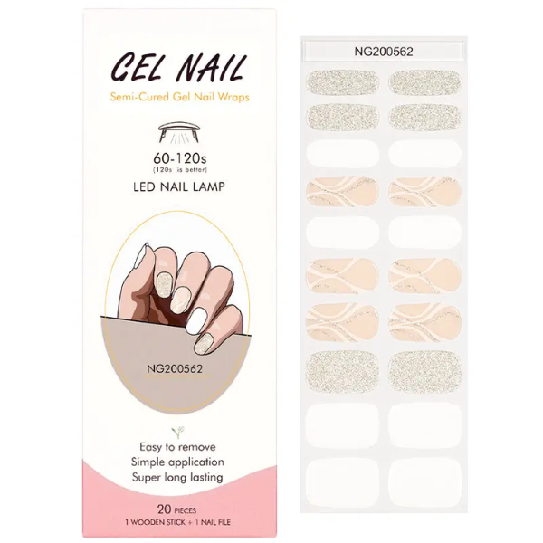 UV/LED Semi Cured Gel Nail Wraps 562