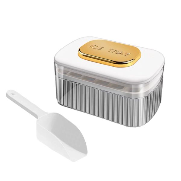 Silicone Press Type Ice-cube Tray with Ice Spoon Easy Release Ice Maker