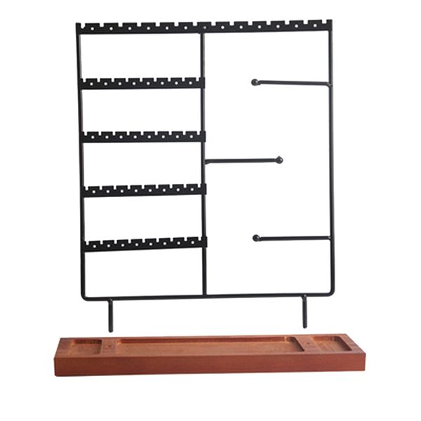 5-Tier Earring Holder with Wooden Tray for Rings Necklaces Watches