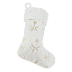 Home Decor White Plush Snowflake Christmas Stocking Set of 2
