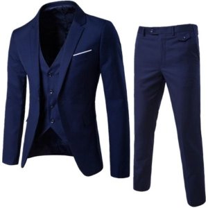 Men's 3 Piece, Notched Lapel, Slim Fit Suit, Jacket Vest &amp; Trousers Set
