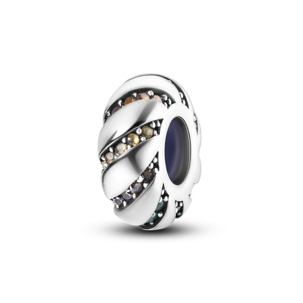 Silver and Colour Wheel Striped Stopper / Spacer S925 Charm for Bracelet