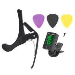 Portable guitar toolkit with capo