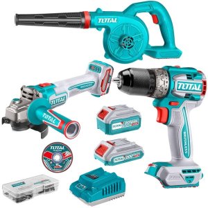 Total Tools - Cordless Angle Grinder, Drill, Blower Combo Kit