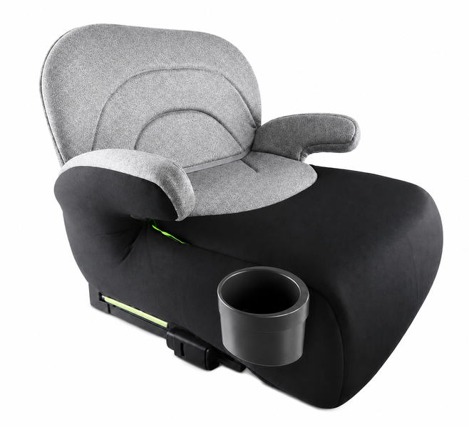 ISOFIX Child Car Booster Seat with Armrests and Cup Holder - Black/Grey