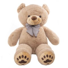 TANOTIB Cuddly Plush Teddy Bear (Giant) w Bowtie &amp; Paws - Tan - 80cm
