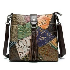 Genuine Leather Handbag Shoulder Satchel Multicolor Crossbody Bag for Women