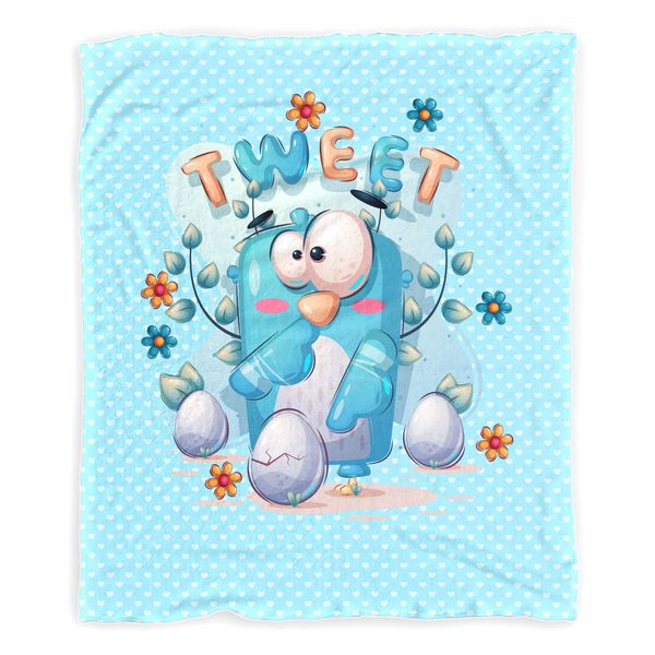 Cute Blue Bird Baby Fleece Blanket