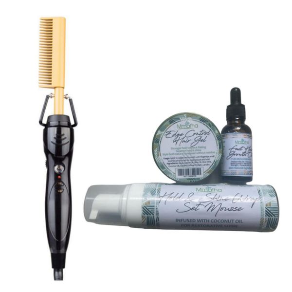 Hot Comb,Edge Control Oil,Hair Growth Oil&amp;Hold &amp; Shine wrap/set mousse