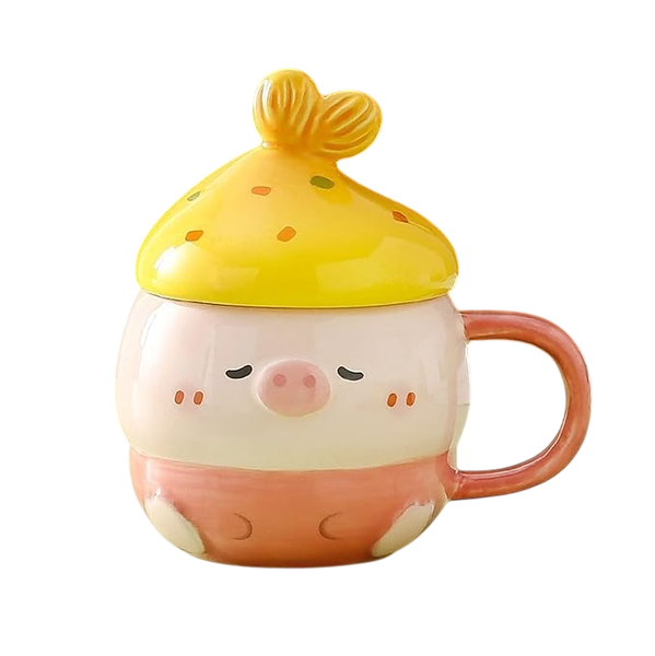 Personalized Cute Piggy Ceramic Cup with Lid