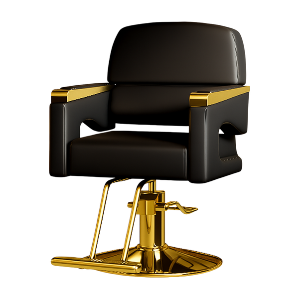 Black and Gold Barber Chair - Stylish, Swivel, Adjustable