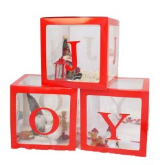 Christmas Decorations Large Red Transparent Joy Box Joy Blocks Decorations
