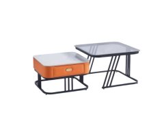 ST Black, White Glass Square Coffee Table