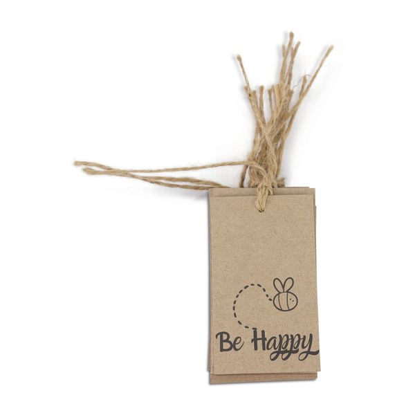 Gift Tags - Bee Happy - Kraft Paper - Brown - 10 Pack