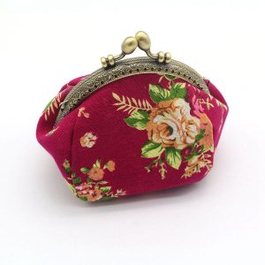Wallet Lady Vintage Flower Mini Coin Purse Wallet Clutch bag (rose Red)