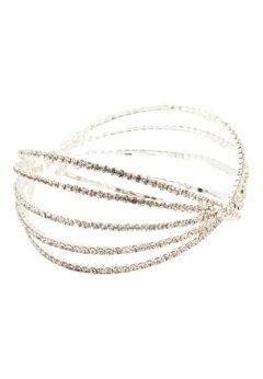 Silver Diamante Cross Multirow Wrist Cuff