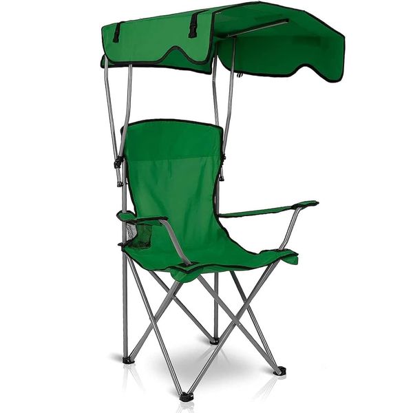 Outdoor Folding Chair High Back Camping Chair with Shade Canopy Portable
