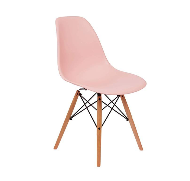 Modern Perla Dusty Pink Wooden Leg Chair