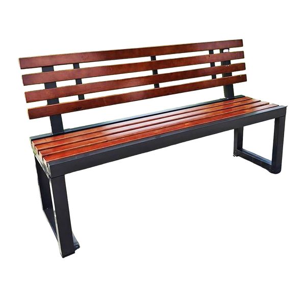 1.2m Outdoor Bench Garden Bench With Backrest Slatted Seat- Amber Yellow