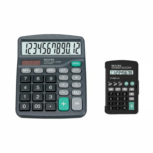 Sentry Twin Pack Basic Calculators with Large LCD Display