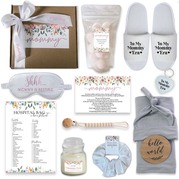 Baby Shower Newborn New Mommy Era Gift Box Set With Blue Swaddle &amp; Beanie