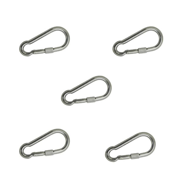 5 Set Of 80mm Stainless Steel Carabiner Spring Hook SD-30782