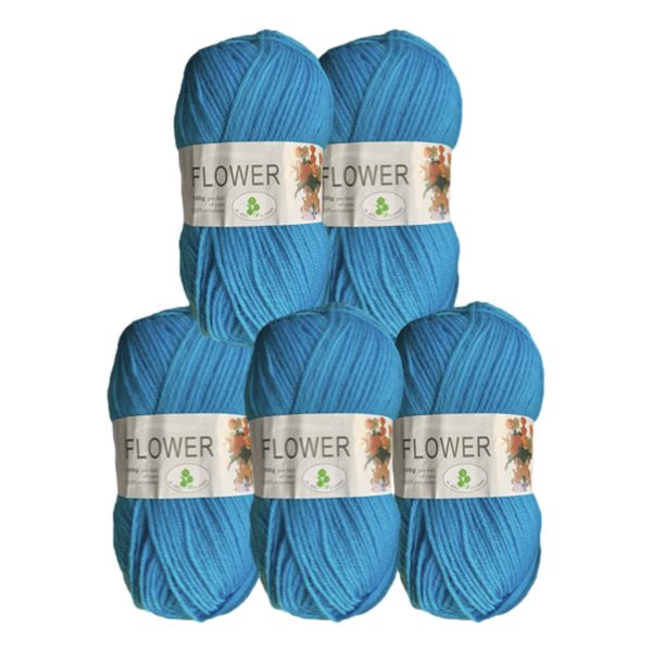 Double Knitting Polyester Yarn 100g (Pack of 5) Dark Turquoise Blue