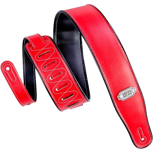 Levy's 2.75" Black/Red Vinyl Guitar Strap