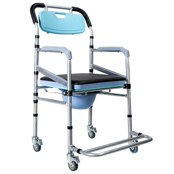 Wheeled Height Adjustable Non-Slip Shower/Bedside Commode Chair