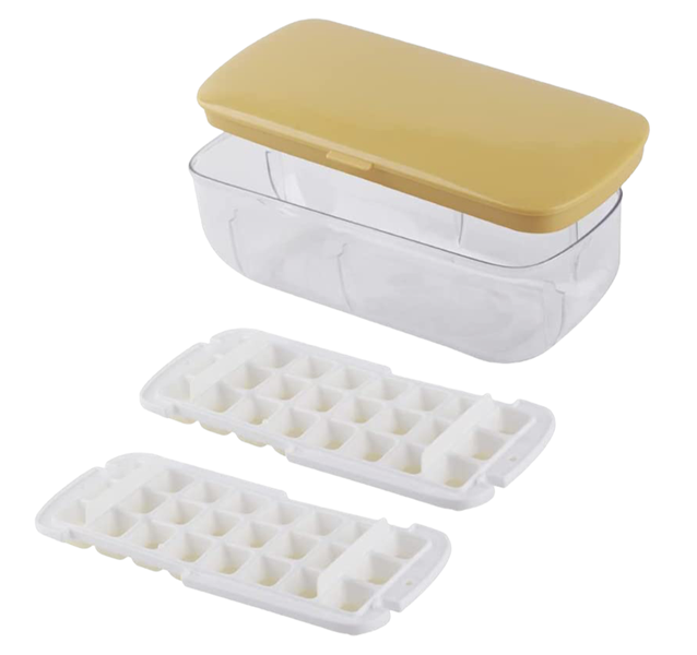 Multi Layered Ice Cube Tray Easy Release Silicone Ice Tray with Lid &amp; Bin
