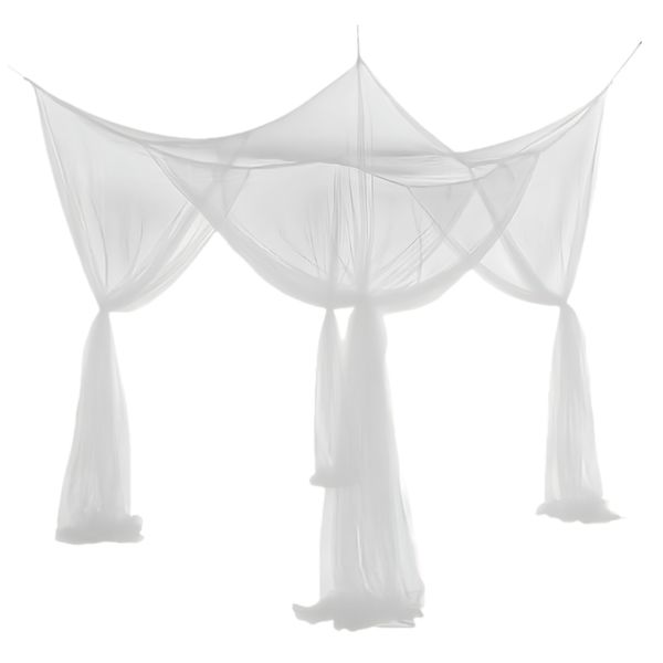 Vintage White 4-Corner Mosquito Net-King Bed Canopy for Bedroom Decoration