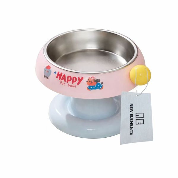 New Elements Happy Raised Pet Bowl - Anti-Slip Stainless Steel Feeding Bowl