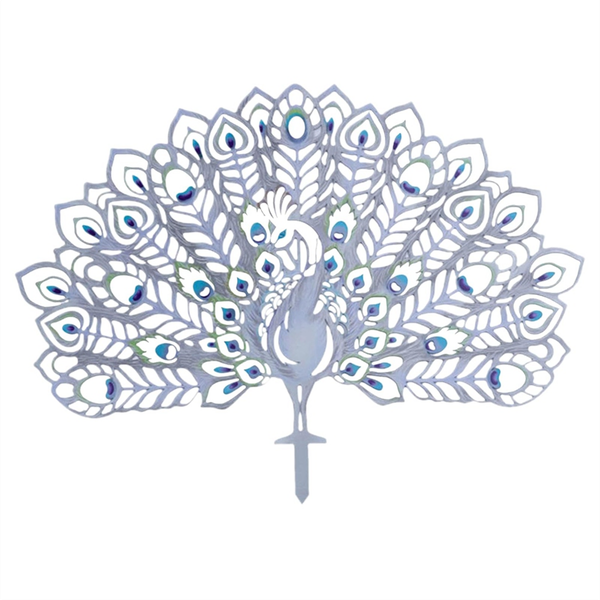 Metal Peacocks Garden Stake Yard Art Peacocks Statue Decorative White