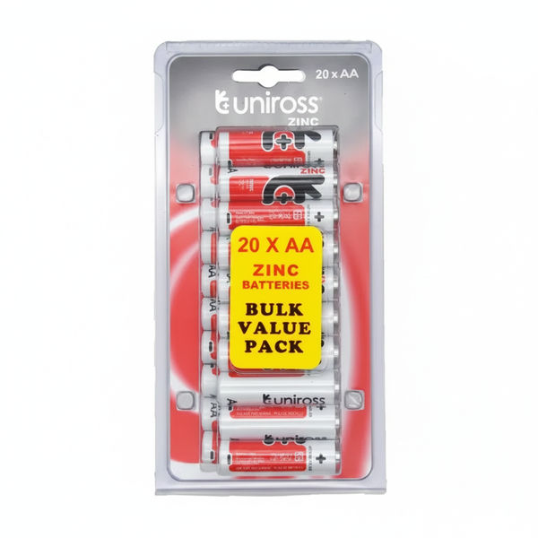 Uniross Heavy Duty Zinc AA Batteries 20 Piece Pack