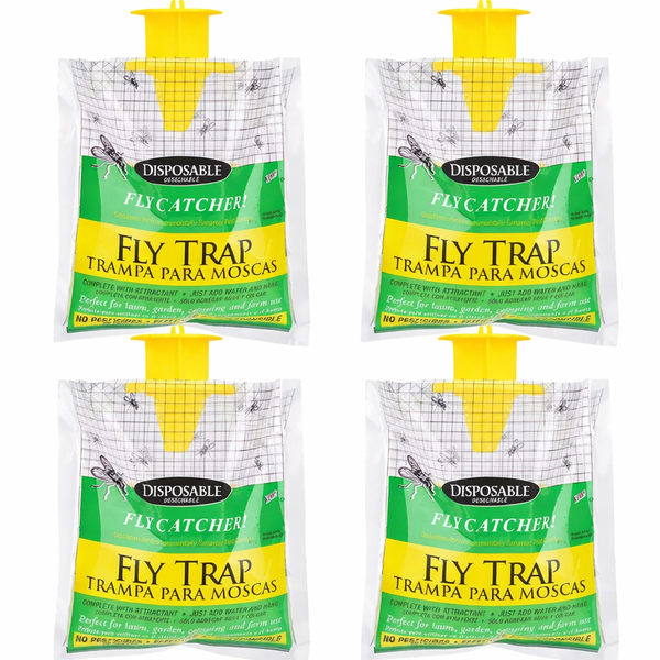 Outdoor Disposable Fly Trap Catcher &amp; Pest Control - 4 Pack