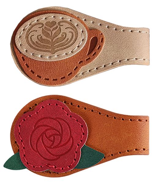 2Pcs Vintage Magnetic Leather Bookmark PU Bookmarks Clip Book Accessories