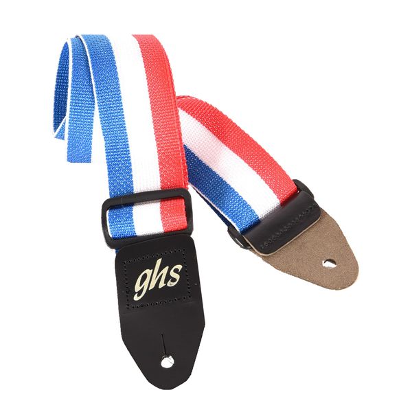 GHS Webbed Nylon Guitar Strap- Red ,White &amp; Blue