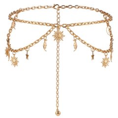 Double Layer Women Metal Chain Belt Adjustable Decor for Dresses Jeans